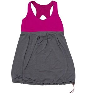 Lululemon Size 8 Gray Pink Racerback Tank Top Built-In‎ Bra Drawstring Hem